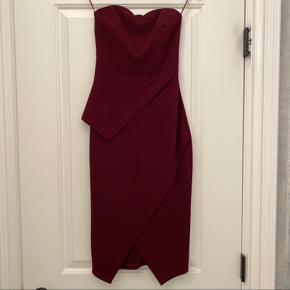ASOS Burgundy Strapless Dress